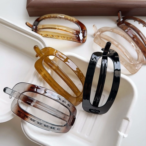 Pinza Para El Cabello Hueca Ovalada Pasador Simple De Resina Plástico Acrílico Para Mujeres Accesorios Estilo Coreano