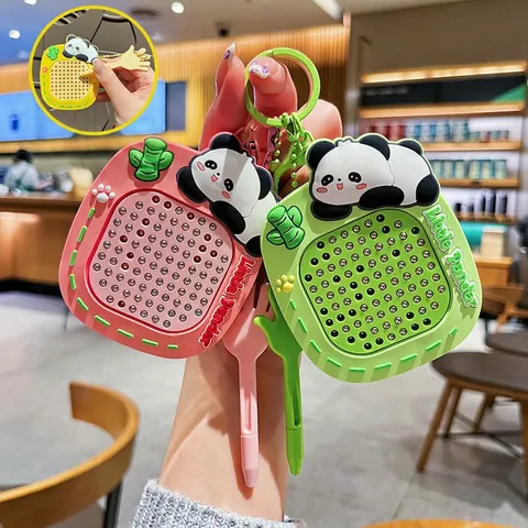 Cartoon Panda Magnetische Stahlkugel Zeichentafel Schlüsselanhänger Kunststoff Tragbares Mini Schreibtafel Spielzeug