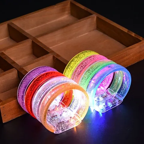 Bracelet Lumineux LED Bracelet Éclairé Acrylique Texture Bulle Pour Festival De Musique Bar Fête Accessoire Phosphorescent