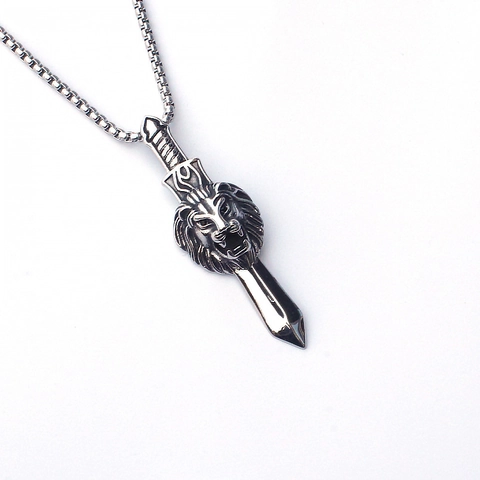 Hiphop Roestvrij Stalen Venetiaanse Ketting Met Legering Dier Leeuw Zwaard Schedel Kruis Hanger Voor Mannen Punk Retro Sieraden Cadeau