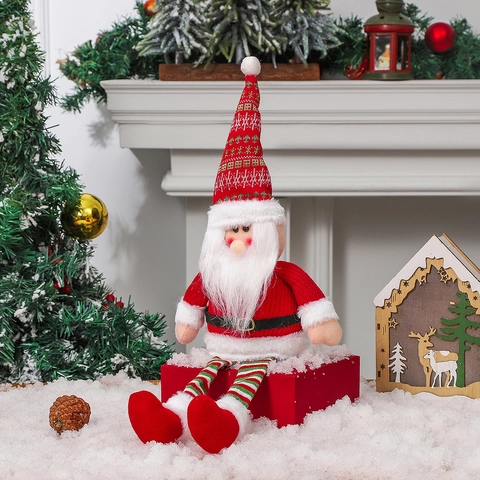 Kerst Pluche Poppen Met Lange Benen Kerstman Sneeuwpop Rendier Gebreid Kerstversiering Home Desktop Vakantie Etalage