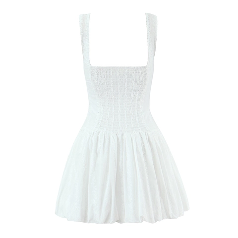 Damen Weißes Spitze Mini Kleid Sexy Korsett Bustier Top Trägerkleid Puffiger Rock Süß Lolita Sommer Mode