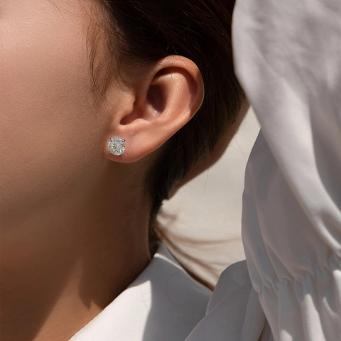 Luxury 925 Sterling Silver Moissanite Stud Earrings For Women Round Brilliant Cut D Color VVS1 With GRA Certificate Jewelry