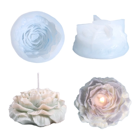 Große Pfingstrose Silikonform Für DIY Aromatherapie Kerzen Herstellung Realistische Blumen Gips Harz Seife Handwerk Dekoration