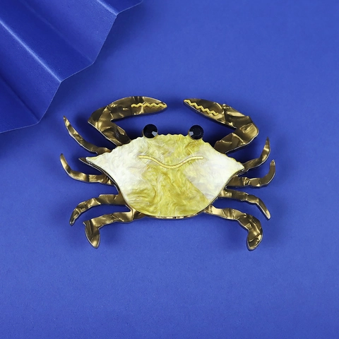 Broche Crabe Épingle Résine Acrylique Marbré Animal Dessin Animé Mode Vêtements Sac À Dos Bijoux Pour Femmes Hommes