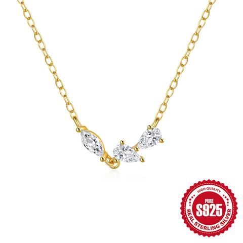 925 Sterling Silber Anhänger Halskette Mit Marquise Birne Form Zirkonia Cluster Zierlicher Eleganter Schmuck Für Damen