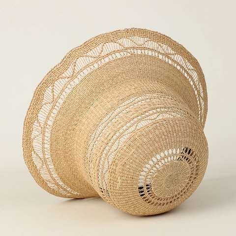Chapeau De Soleil En Raphia 100% Tissé À La Main Femmes Design Ajouré Large Bord Respirant Été Plage Vacances Réglable