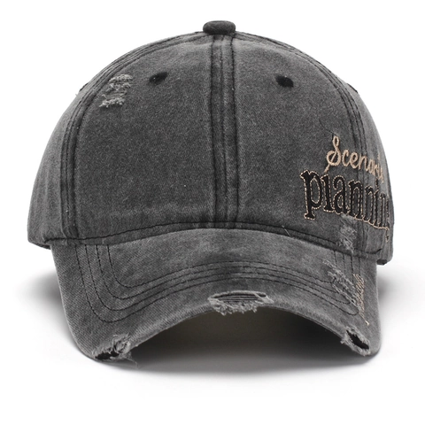 Casquette De Baseball En Coton Lavé Usé Vintage Broderie Lettres Chapeau Soleil Ajustable Hommes Femmes