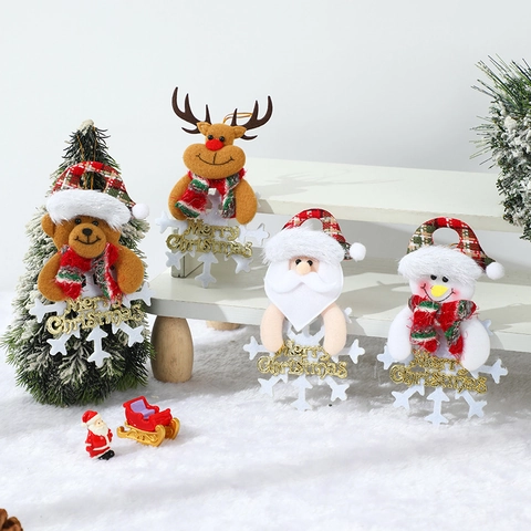 Ornamenti Appesi Albero Di Natale Peluche Cartone Animato Babbo Natale Pupazzo Di Neve Renna Orso Base Fiocco Di Neve