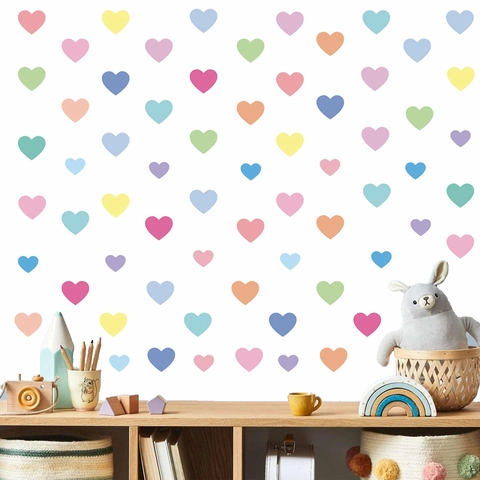 Bohemian Style Multicolor Heart Polka Dot Floral Wall Stickers PVC Self-Adhesive Decals For Kids Room Nursery Bedroom Decor