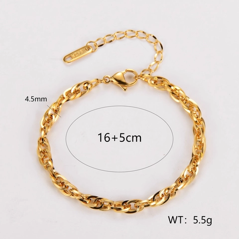 Pulsera De Cadena De Cuerda Geométrica Acero Inoxidable 304 Chapado En Oro De 18K Joyas Minimalistas Para Hombres Mujeres