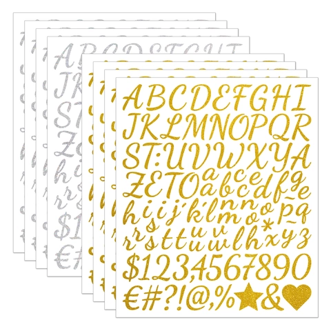 Glitter Alphabet Number Stickers Waterproof Vinyl Self Adhesive Decals For Graduation Cap Scrapbooking DIY Decoration