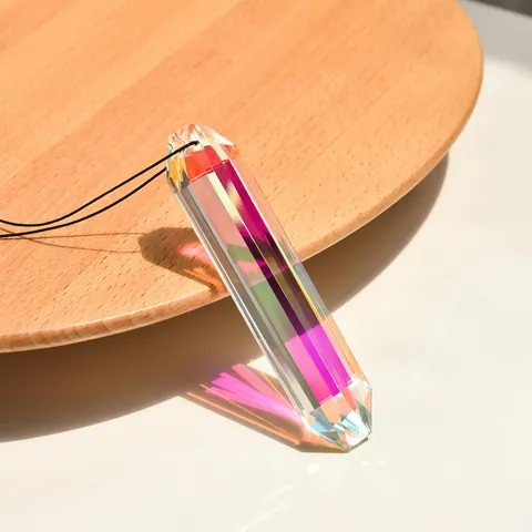 Crystal Suncatcher Prism Pendant With AB Coating Rainbow Maker Hanging Ornament For Window Home Decor Hexagonal Prism