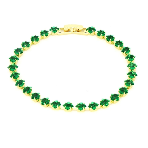 Pulsera Tennis De Cobre Chapada En Oro De 18K Con Zircón De Colores Cuadrado Joyería De Moda Hip Hop Para Mujeres