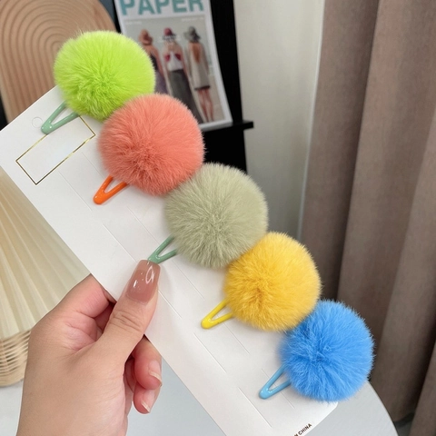 Barrettes À Cheveux En Fourrure De Lapin Rex Pour Petites Filles Mignonnes Douces Et Moelleuses Style Princesse Hiver