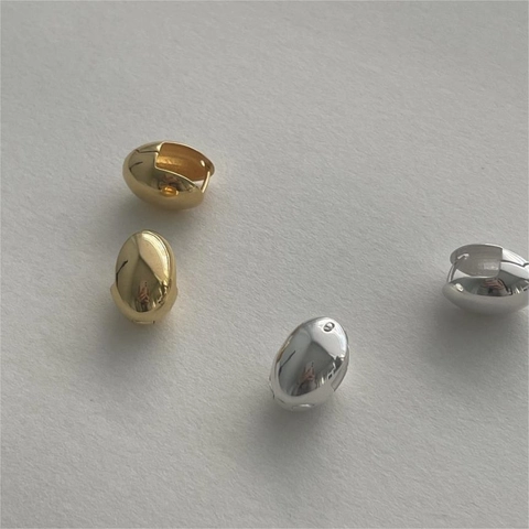 Orecchini A Cerchio Ovali Argento Sterling 925 Lucido Minimalista Geometrico Huggie Gioielli Quotidiani Da Donna
