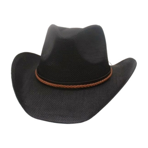 Westlicher Cowboy Strohhut Breite Krempe Sonnenschutz Sommer Strand Retro Atmungsaktive Gewebte Dekorseil Für Damen Herren