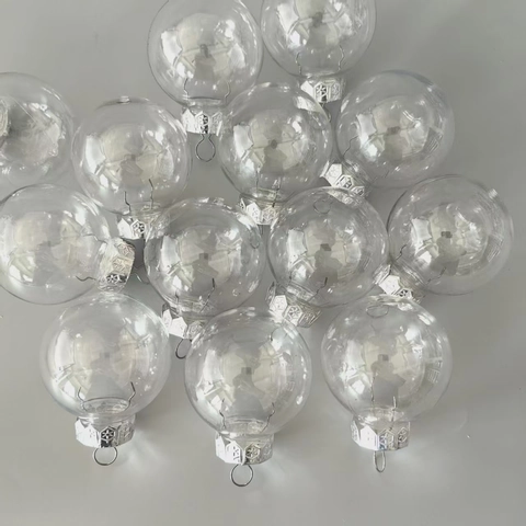 Clear Fillable Christmas Ball Ornaments Plastic Baubles With Silver Caps For DIY Holiday Party Tree Decor
