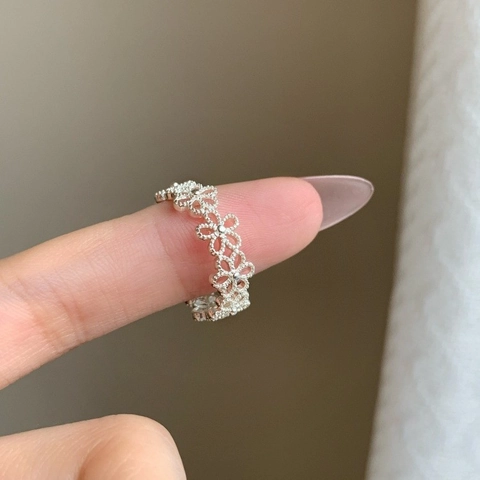Hohlblumen Ring Kupfer Offen Verstellbar Minimalistischer Schmuck Für Frauen Eleganter Floral Zeigefinger Accessoire