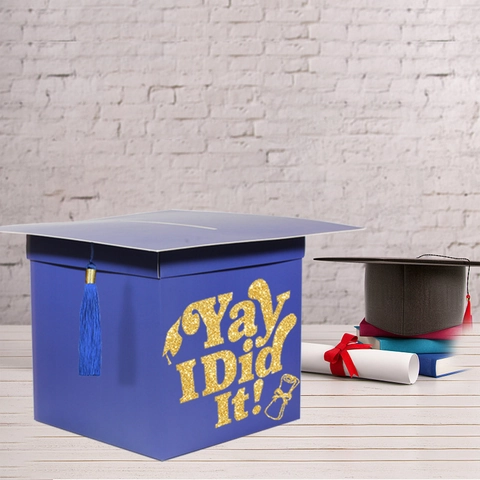 Graduation Card Box Graduation Cap Shape Paper Message Advice Case With Tassel For Party Decoration Congrats Grad