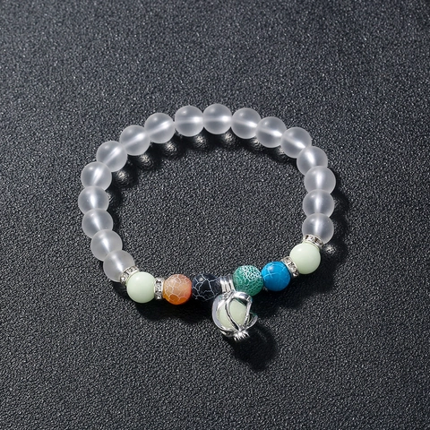 Perlenarmband Mattglas Leuchtperlen Legierung Hohlkäfig Anhänger Leuchten Im Dunkeln Boho Schmuck Damen