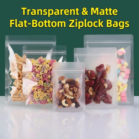 Frosted Transparent Plastic Self Sealing Bags Reusable Zipper Waterproof Food Storage Jewelry Snack Tea Packaging