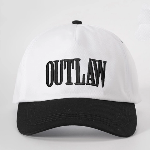 Casquette De Baseball Color-Block Broderie Outlaw Réglable Respirante Pare-Soleil Rétro Streetwear Chapeau Visière Courbe