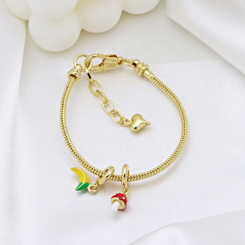 Vergoldete Kupfer Emaille Anhänger DIY Armband Halskette Herstellung Mode Banane Pilz Herz Schloss Form Schmuck Zubehör