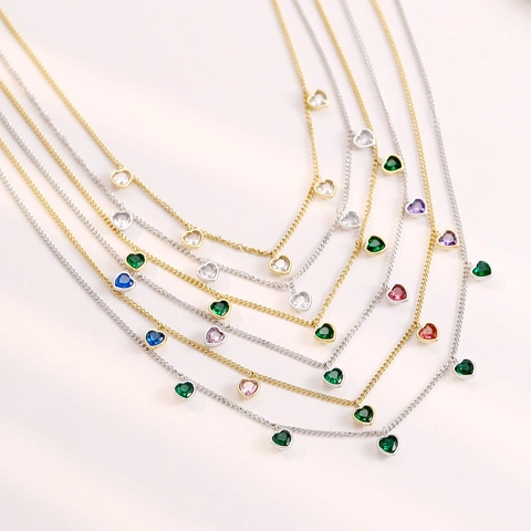 Herzform Bunte Zirkon Halskette Edelstahl Regenbogen Anhänger Minimalistisch Elegant Mode Schmuck Für Damen
