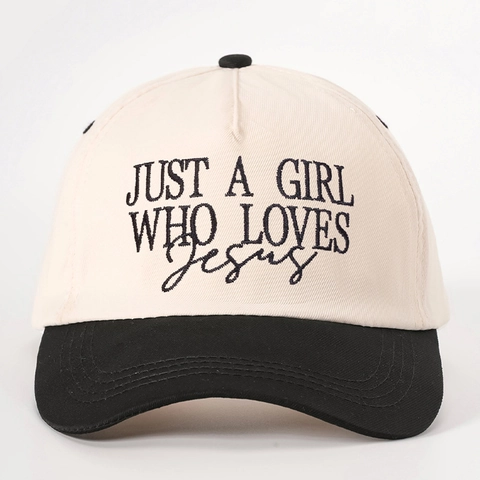 Cappello Da Baseball Ricamato Just A Girl Who Loves Jesus Bicolore Regolabile Berretto Da Sole Stile Vintage
