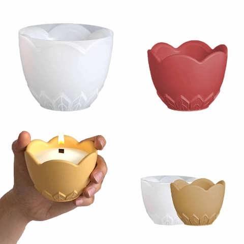 Silikonform Lotusblume Eierschalenform DIY Kerzenbecher Aufbewahrungsbox Gips Harz Bastelwerkzeug Hitzebeständig Langlebig