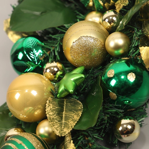 Ghirlanda Di Natale A Goccia Pino Artificiale Ornamento Da Porta Palle Di Plastica Nastro Fiocco Luce LED Decorazione