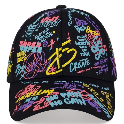 Gorra De Béisbol De Algodón Estampado De Graffiti Colorido Ajustable Hip Hop Streetwear Sombrero Hombre Mujer Novedad
