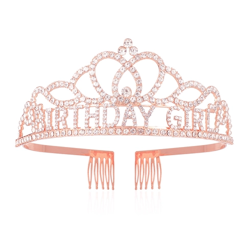 Diadema Birthday Girl Corona Strass Lega Metallo Pettini Per Capelli Copricapo Festa Principessa Accessori Regalo
