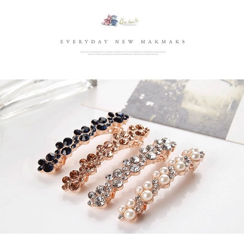 Pinzas Para El Cabello Elegantes Para Mujeres De Aleación Con Perlas Artificiales De Imitación Y Pedrería Brillante Accesorios Estilo Coreano
