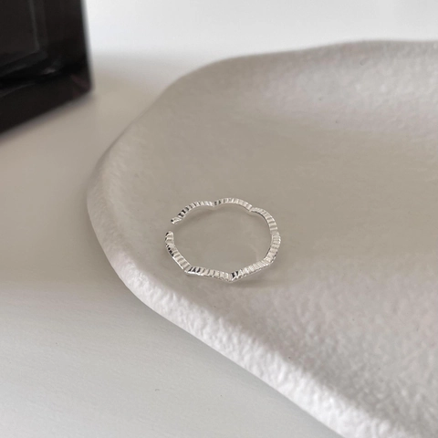 Anello A Onda In Argento Sterling 925 Minimalista Regolabile Gioielli Da Dito Aperti Per Donna Chic Strutturato Irregolare