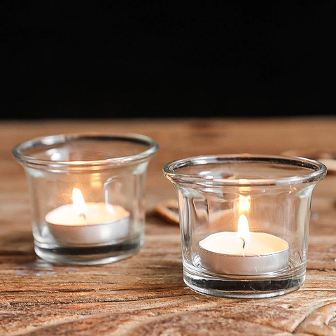 Transparent Glass Candle Holder Borosilicate Heat Resistant Tealight Cup For Home Decor Wedding Party Romantic Modern