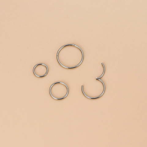 Hinged Clicker Nose Ring Stainless Steel Seamless Segment Lip Piercing Jewelry Fashion Simple Unisex Punk Style