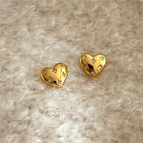 Pendientes De Corazón Con Poste De Plata De Ley 925 Bañados En Oro Circonita Joyas De Moda Minimalistas Para Mujer Niña