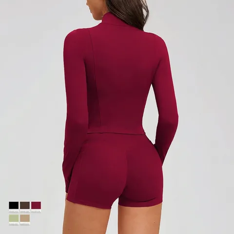 Yoga Sportkleding Voor Dames Jas Met Rits Sportbeha En Shorts Met Gekruiste Hoge Taille Vochtregulerend Fitness Hardlopen