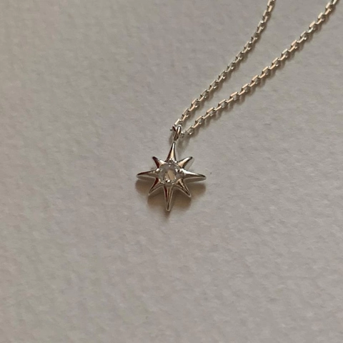 Achtzackiger Stern Anhänger Halskette 925 Sterling Silber Mit Zirkon Octagram Minimalistischer Eleganter Schmuck