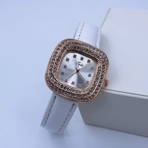 Orologio Al Quarzo Da Donna Elegante Quadrato Con Strass Cassa In Lega Cinturino In Pelle Sintetica Lusso Moda Polso