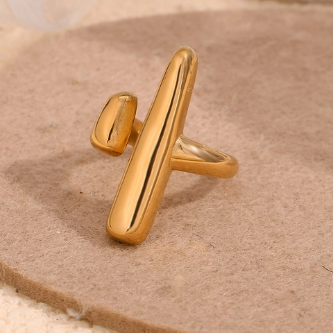 Minimalistische Roestvrijstalen Ring Met 18K Goudlaag Voor Vrouwen Creatief Geometrisch Rond Staafontwerp Mode Sieraden