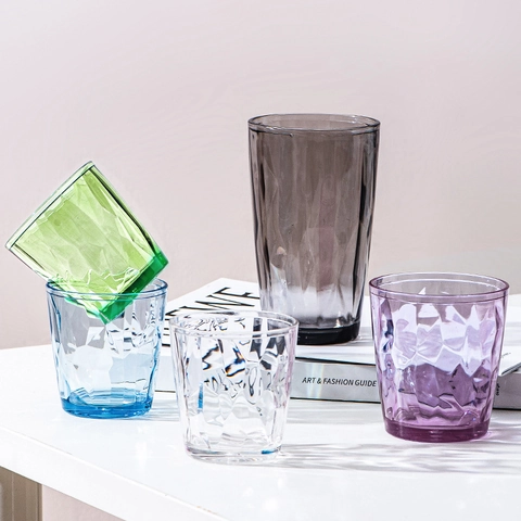 Diamond Faceted Acrylic Tumblers Shatterproof Plastic Drinking Cups For Home Bar Restaurant Colorful Reusable Glassware
