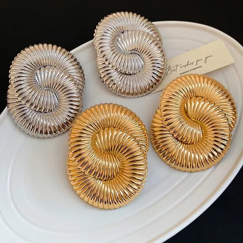 Übergroße Metallische Spiralohrringe Mit 925er Sterlingsilberstecker Moderne Übertriebene Geometrische Schmuck Für Damen