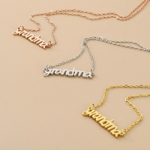 Collana Con Pendente Lettera Grandma Acciaio Inossidabile Minimalista Regalo Festa Della Mamma Per Donne Gioielli Moda