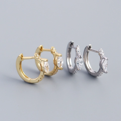 Pendientes De Aro De Plata De Ley 925 Circonita Corte Marquesa Joyería De Pavé Geométrico Para Mujeres
