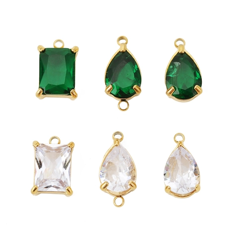 Edelstahl Zirkonia Anhänger DIY Schmuckherstellung Wassertropfen Quadrat Geometrischer Charm Für Ohrringe Halskette Zubehör