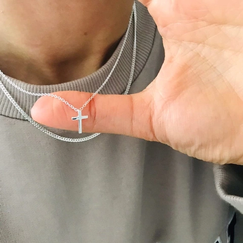 Minimalistische Kreuz Anhänger Halskette Edelstahl 18K Vergoldet Einfache Polierte Verstellbare Kette Modeschmuck Unisex