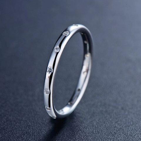 Anello Minimalista In Argento Sterling 925 Con Zirconia Fascia Sottile Eternità Gioielli Di Moda Scintillanti Per Donne